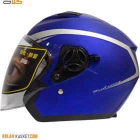 تصویر کلاه کاسکت بدون فک DFG رنگ آبی کاربنی DFG Helmet without Jaws Carbon Blue