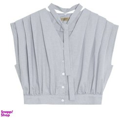 تصویر شومیز زنانه کتان پیلی دار مدل چکامه برنس Bornos 