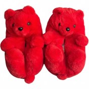 تصویر پاپوش وارداتی زنانه کفی پارچه ضد سر طرح خرس قرمز 