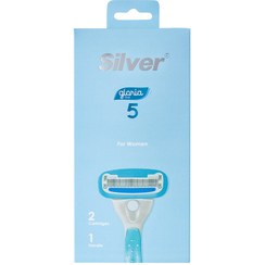 تصویر تیغ سیستم 5 لبه مدل گلوریا زنانه آبی سیلور Silver Gloria 5 womens Blue 5 edge razor