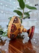 تصویر میوه خوری کریستال طلاکوب طرح بوهمیا چک رنگ قرمز سایز بزرگ 