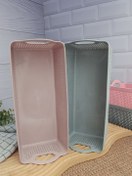 تصویر جاقاشقی پلاستیکی دسته دار طرح بافت - صورتی 