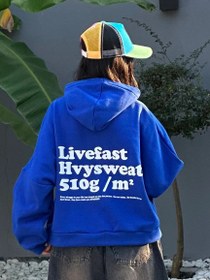 تصویر سویشرت آبی کاربنی Live Live Fast Hoddie