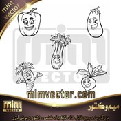تصویر وکتور سبزیجات خندان 5 عددی 2 