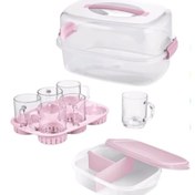 تصویر سرویس چایخوری ۶ نفره لیمون - صورتی پودری 