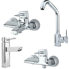 تصویر ست کامل شیرآلات راسان مدل سورنا کروم 