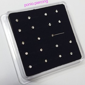 تصویر پیرسینگ بینی نقره نگین 