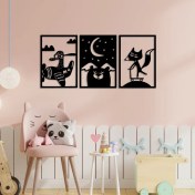 تصویر استیکر چوبی کودکانه هواپیما، خرس، روباه، ماه، اسکوتر 