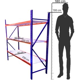 تصویر قفسه ایزی راک 3 طبقه سایز 200×50 ارتفاع 100 