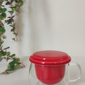تصویر ماگ دمنوش ساز تلفیق پیرکس و سرامیک وارداتی گل دار ا Coffee maker mug Coffee maker mug