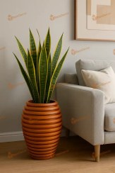 تصویر گلدان چوبی کنار سالنی جدید 