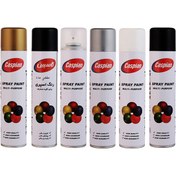تصویر اسپری رنگ مشکی مات و براق، طلایی، نقره ای،سفید براق، کلرشفاف کاسپین مدل cas6 حجم 300 میلی لیتر 