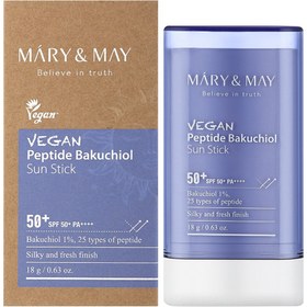 تصویر ضد آفتاب استیکی پپتید باکوچیول مری اند می +SPF50 MARY & MAY VEGAN PEPTIDE BAKUCHIOL SUN STICK SPF+50