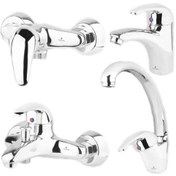 تصویر ست شیرآلات طهورا مدل ساحل کروم Tahora Sahel Chrome Set Faucets