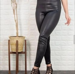 تصویر لگ چرم زنانه سایز ۴۰ تا ۴۴ مشکی 