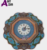 تصویر ساعت دیواری سنتی گرد میناکاری خاتم اصفهان ۵۰ سانتی - کد : ۱۶۵۷ 