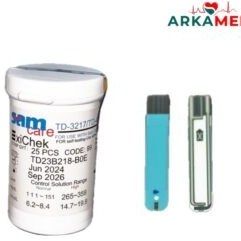 تصویر نوار تست قند خون اکسی چک (Exichek) بسته 25 عددی exichek 25 tests blood sugar test strip