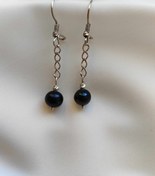 تصویر گوشواره مروارید پرورشی سرمه ای با گوشواره نقره 925عیار 