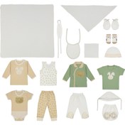 تصویر ست 19 تکه نوزادی پنبه‌ای طرح تدی | شیک، کامل و کاربردی 