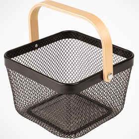 تصویر سبد مربع فلزی دسته چوبی 2321