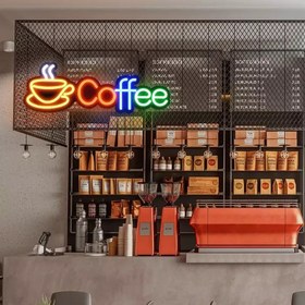 تصویر تابلو نئون پلکسی کافه coffee، نیون فلکسی قهوه فروشی - با هر رنگ مایل بودید بعد از سفارش با ما تماس بگیرید coffee neon sign