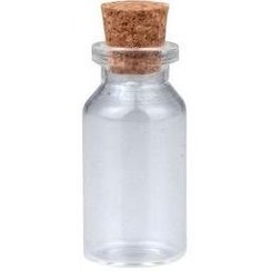 تصویر بطری شیشه‌ای کوچک دکوری با درب چوب پنبه‌ای 