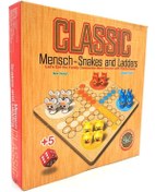 تصویر بازی فکری منچ و مارپله کلاسیک چوبی 