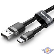 تصویر کابل تبدیل USB به USB-C باسئوس مدل CATKLF-CG1 Cafule طول 2 متر اصلی Baseus cafule Cable USB For Type-C 2A 2M Gray+Black CATKLF-CG1