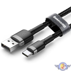 تصویر کابل تبدیل USB به USB-C باسئوس مدل CATKLF-CG1 Cafule طول 2 متر اصلی Baseus cafule Cable USB For Type-C 2A 2M Gray+Black CATKLF-CG1