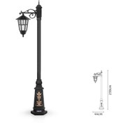 تصویر چراغ پارکی شب تاب مدل وندا + تک شاخه سارینا سرازیر + پایه ارغوان 