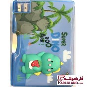 تصویر جامدادی کتابی بزرگ طرح دایناسور اسکویشی 