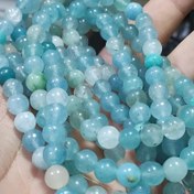 تصویر مهره آکوامارین سایز8 سنگ اکوامارین آبی کروی 