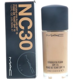 تصویر کرم پودر مک STUDIO FIX FLUID شمارهNC30اورجینال MAC Studio Fix Fluid Foundation SPF15, NC30, 1 Fl Oz (SG_B0774629X7_US)