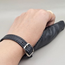 تصویر دستکش چرم فانتزی مدل لایک چرم طبیعی گوسفندی - سرمه ای 