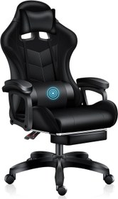 تصویر Eesyy Gaming Chair Ergonomic High Back Gaming Chairs Reclining &amp; Height Adjustable Computer Chair with Neck and Massage Lumbar Support, Retractible Footrest, 360° Silent Casters, Class 3 Gaslift,Black 