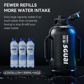 تصویر قمقمه هوشمند بزرگ ورزشی SGUAI ال ای دی دار SGUAI Smart Water Bottle, 44oz Smart Sports Gallon Water Bottle, Tracks Water Intake with Bluetooth, LED Glow Reminder, BPA Free Tritan Bottle for Fitness Gym Outdoor, Straw Lid, 1.3L