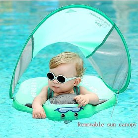 تصویر جدیدترین شناور استخر بچه غیر بادشدنی با سایبان و حلقه شنا محکم برند lennd Newest Non-inflatable Baby Pool Float with Canopy and Solid Swimming Waist Ring