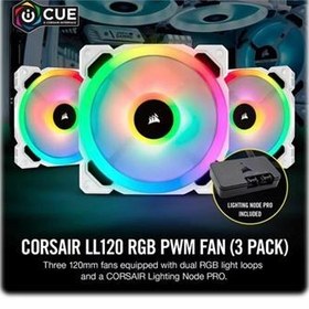 تصویر فن کیس کورسیر LL120 RGB White بسته 3 عددی ا Corsair LL120 RGB White 3 in 1 Case Fan Corsair LL120 RGB White 3 in 1 Case Fan