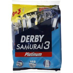 تصویر تیغ سه لبه سامورایی پلاتینیوم دربی 12 عددی ا Derby 3 Blade Samurai Platinum 12 Pices Derby 3 Blade Samurai Platinum 12 Pices