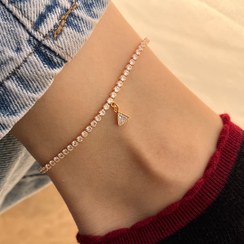 تصویر پابند / خلخال نگین دار تنیسی با آویز مثلث 