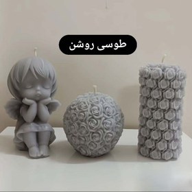 تصویر رنگ شمع مکعبی دارینا رنگ طوسی 