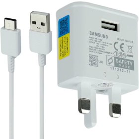 تصویر شارژر فست سامسونگ مدل EP-TA200 ظرفیت ۱۵ وات با ۳ پین و USB Type A - مشکی / کابل Samsung 15W Charger 2 Pin with Cable