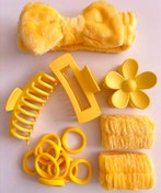 تصویر ست هدبند و مچ بند حوله ای - زرد 