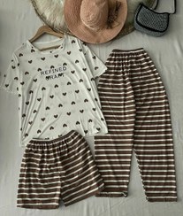 تصویر ست سه تیکه راحتی زنانه طرح قلبی مدل 047 