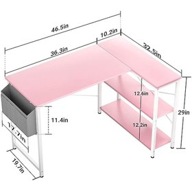 تصویر میز گیمینگ Chulovs، کوچک L شکل صورتی (تحویل 20 روز کاری) 