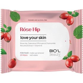 تصویر دستمال مرطوب پاک کننده آرایش صورت بیول مدل رزهیپ 20 عدد 