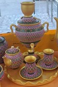 تصویر ست کامل چای‌خوری سفالی نقطه‌کوبی شده - امکان سفارش و اجرای این ست در تمامی رنگ ها وجود دارد 