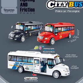 تصویر ماکت فلزی اتوبوس مدرسه موزیکال چراغدار عقبکش قدرتی کد 7733 