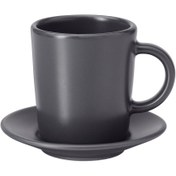 تصویر فنجان نعلبکی اسپرسو مشکی ایکیا مدل DINERA 