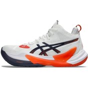 تصویر کفش والیبال اسیکس متارایز ۲ رنگ سفید نارنجی 